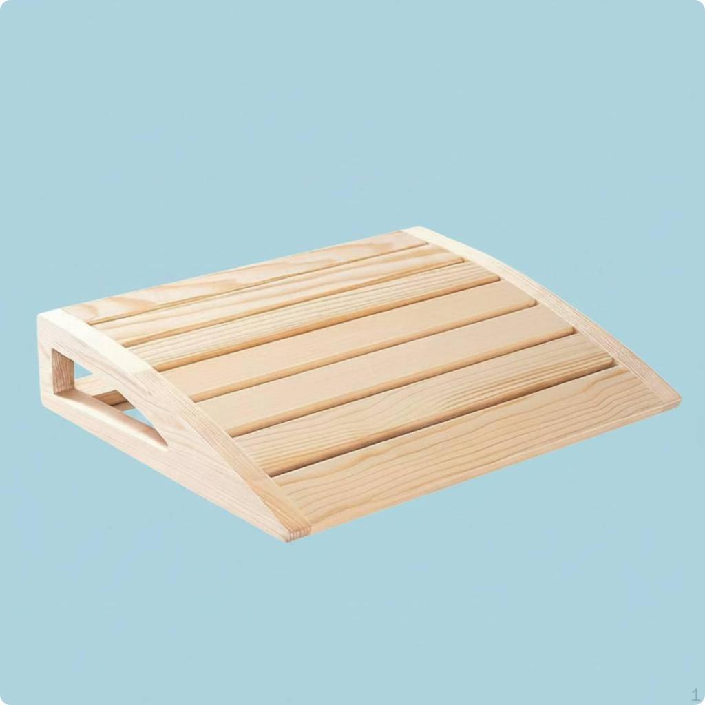 S-Shaped Sauna Backrest Natural Wood Wave Back Support Portable for Steam Room