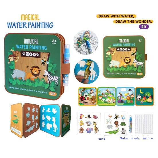 Magic Water Coloring Book for Toddlers Pocket Folding Cartoon Watercolor Drawing Painting Book Educational Art Crafts for Kids