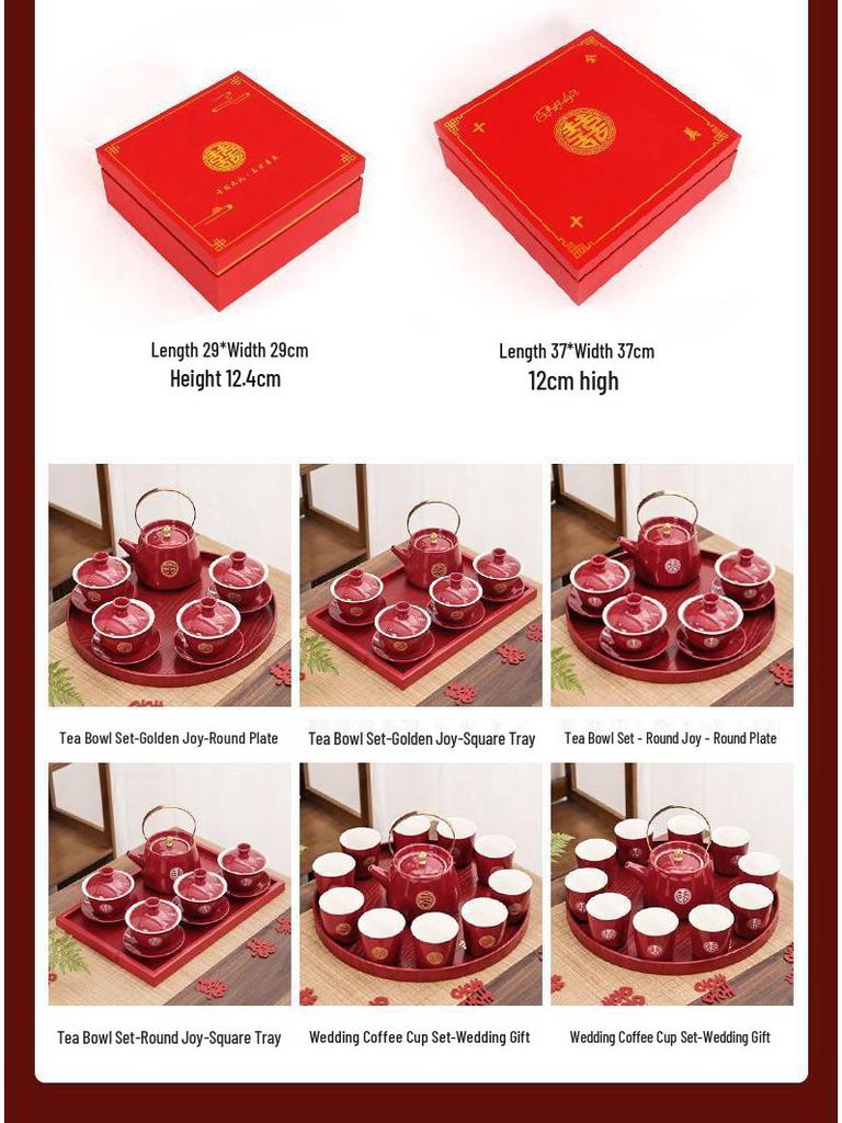 Wedding Tea Set: Elegant Teapot and Cups for Newlyweds' Traditional Ceremony