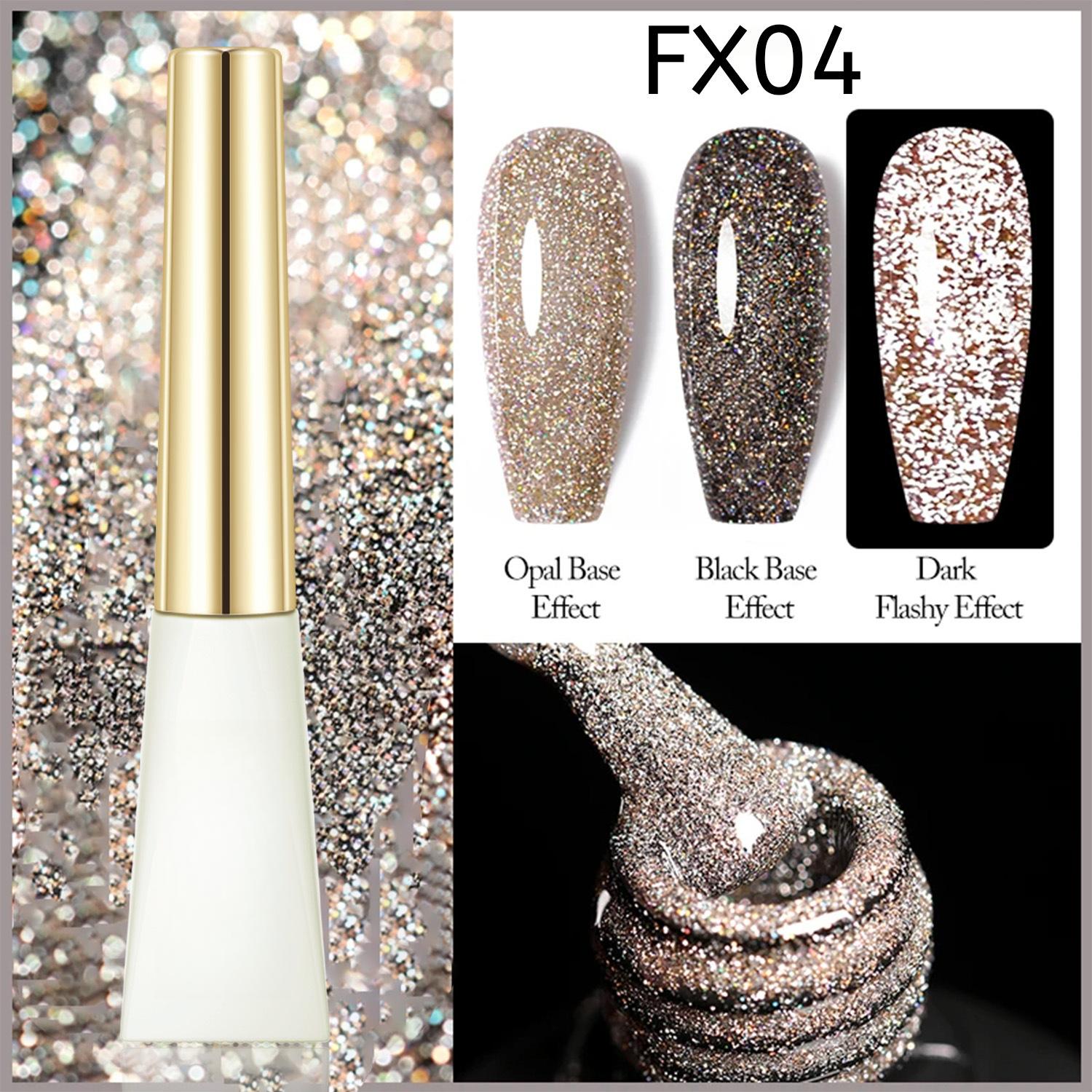 

Светоотражающий гель-лак для ногтей Яркий мерцающий серебристый лазер Полуперманентный нейл-арт Soak Off УФ-гель-лак 04