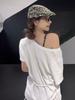 T-shirt Bianca Y2k Vintage Oversize Scollo a Barca Manica Corta Con Stampa Donna Casual Grafica Top Estivo Farfalla T-shirt