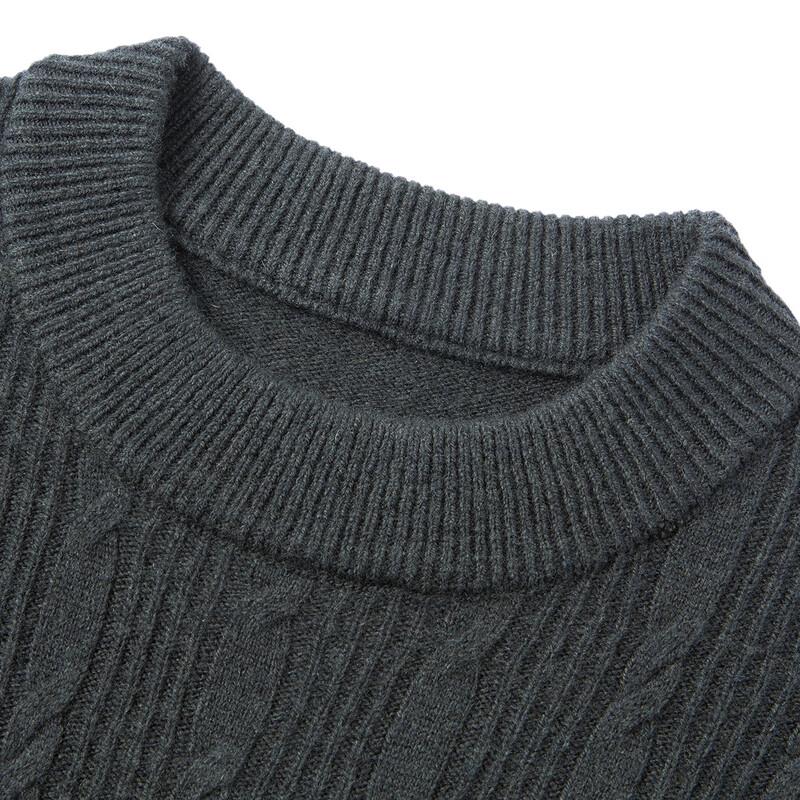 FAPAI Men's 100% Lambswool Thick Crew Neck Sweater