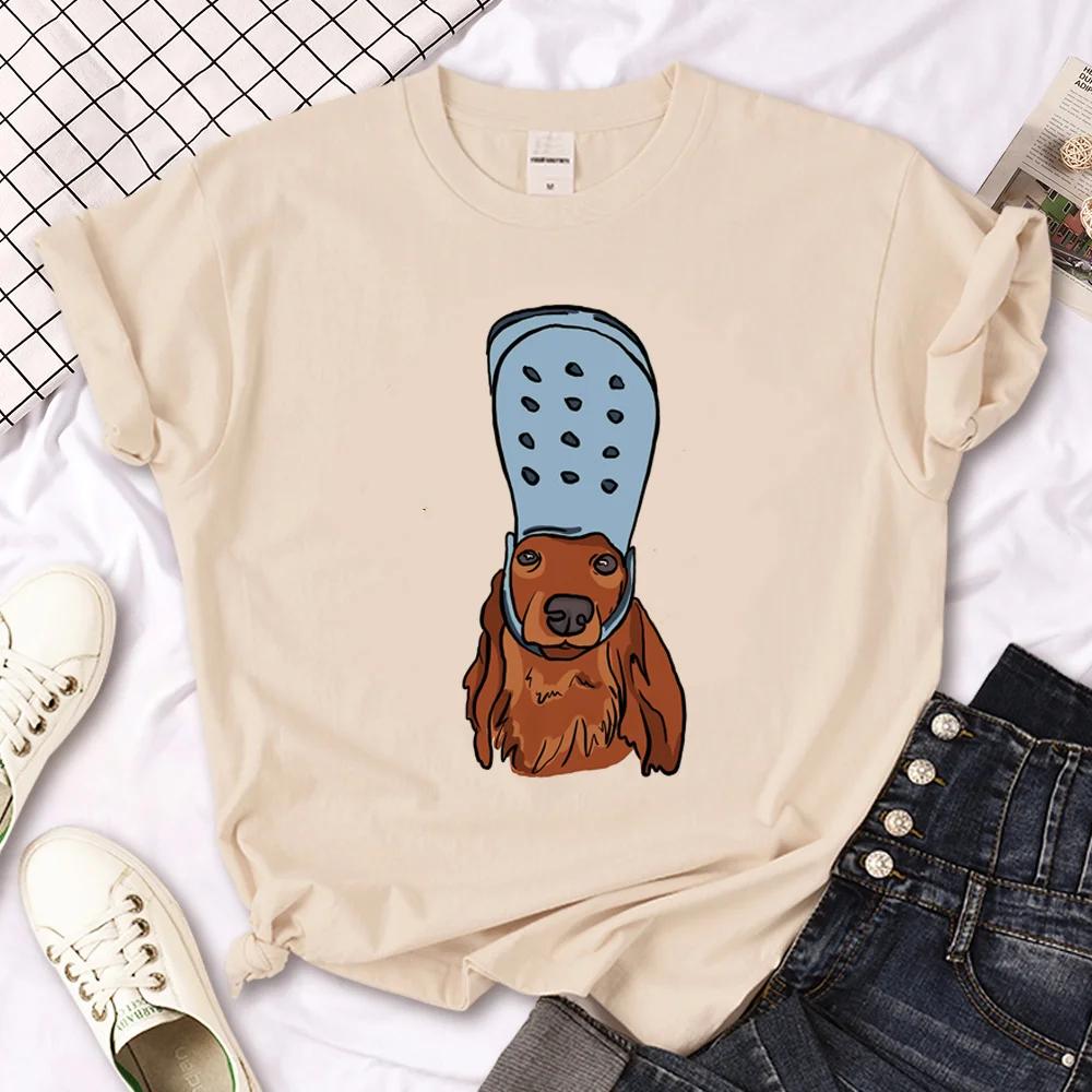 Dachshund T-shirts Women Manga T Shirt Female Funny Y2k 2000s Clothing