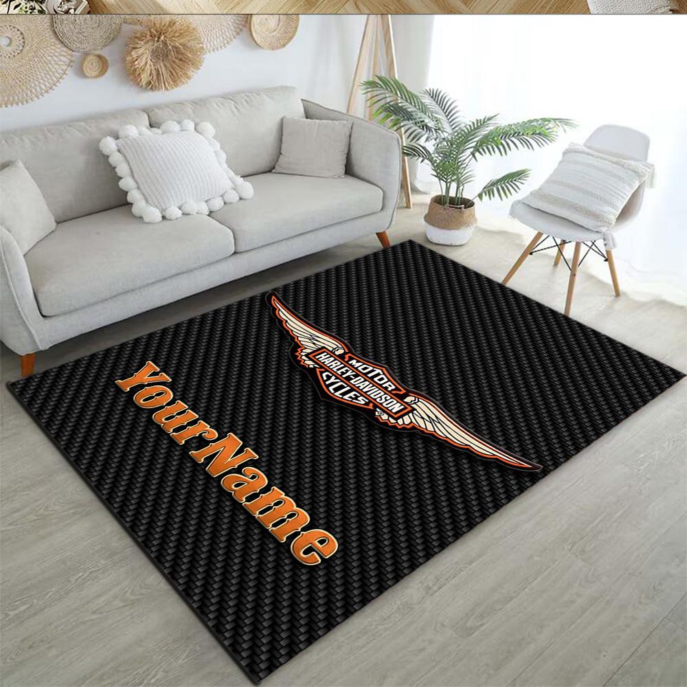 Harley-davidson Motorcycles Customizable Name Floor Mat Suitable for Outdoor Hallway Entryway Kitchen Antislip Carpet Decorate Offices