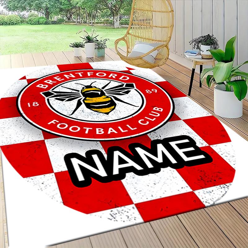 Custom Name Brentford Football Club Crest Carpet Rug Customizable Soft Washable Anti-Slip Home Living Room Sofa Mats Personalized Rug. 0909208