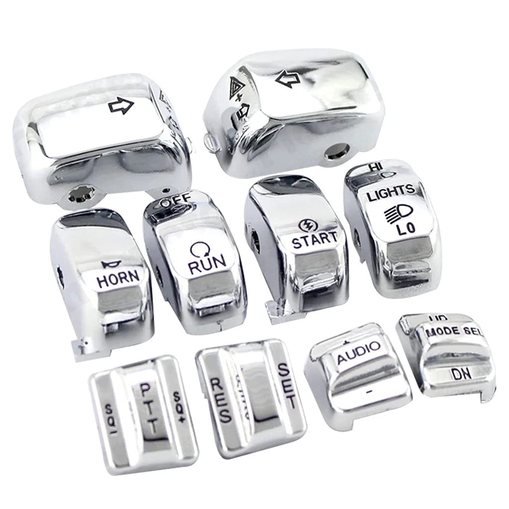 Chrome Hand Control Switch Housing Switch Cap Kit Compatible for Harley Davidson Touring Electra Road Glide Road King Tri Glide Ultra FLHTCU FLTR