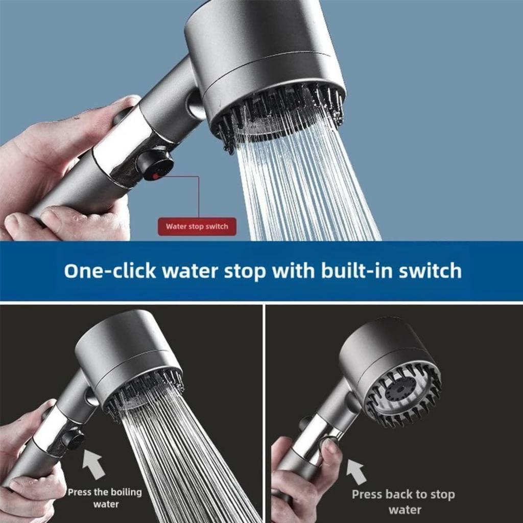 Ion Shower Drops Head Filtered Showerhead With Five Filters,Filtered Shower Head With Handheld,High Pressure Turbo Showerhead,Reusable