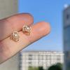 Xiaoxiangfeng Mini Version Micro-inlaid Zircon Camellia Stud Earrings, Small Commuting Versatile Pearl Flower Earrings.
