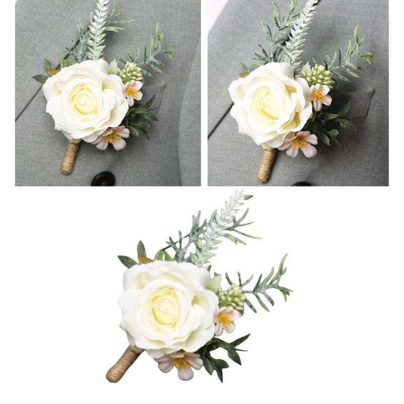 Corsage Flower Boutonnieres for Wedding, Proms, Anniversaries, Ceremonies and Beach Parties Soft Artificial Flowers