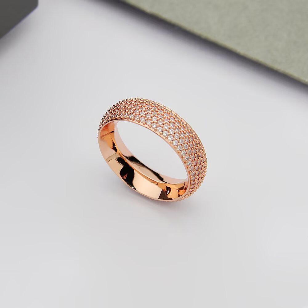 Round Full-diamond Ring, Three-color Precision Craftsmanship Version, Suitable for Gift-giving and Daily Wear, Non-allergenic Material