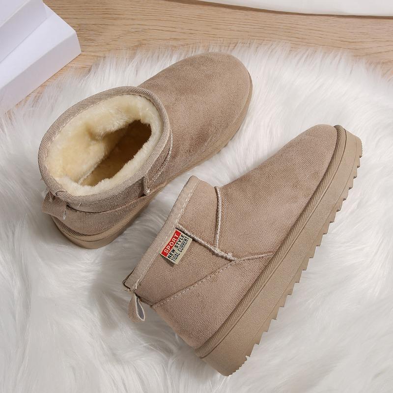 fashion 2024 new winter women's boots round toe solid color suede flat bottom short fashion boots