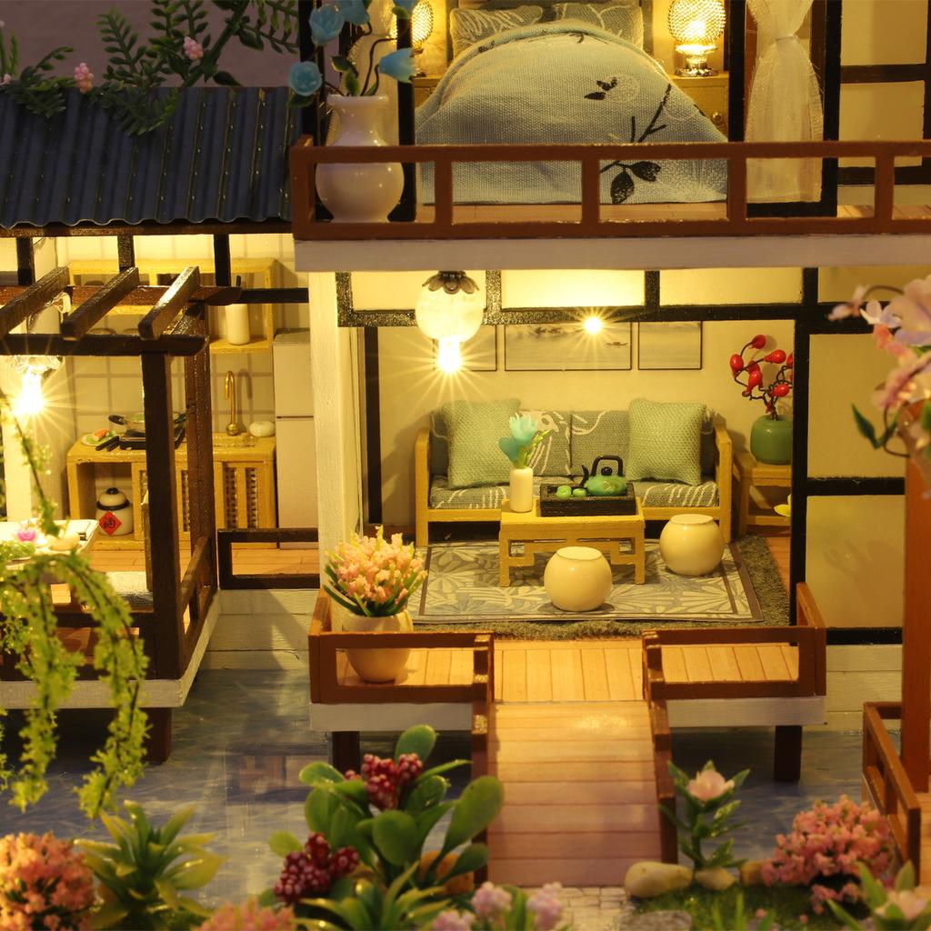 Model de construcție Casă de păpuși Puzzle 3D Mini Kit DIY Producție și Asamblare de jucării de cameră Decorare dormitor de acasă cu mobilier