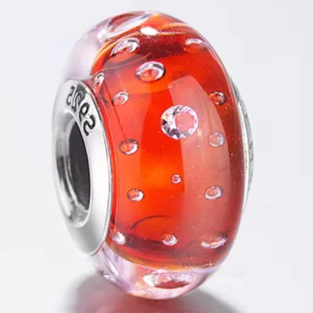 Romantic Red love glass beads copper Classic Murano Glass Charm Compatible With Do It Yourself Bracelets Necklaces Women Jewellery Anniversary gift