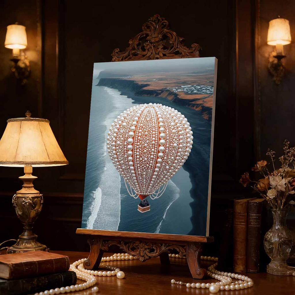 DIY Hot Air Balloon Pearl Diamond Art Painting Kits for Adults and Beginners,fine View Sparkling Painting Craft Home Wall Decor Handmade Gift