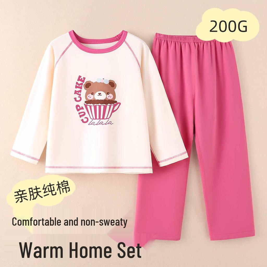 Mädchen Weicher Baumwoll-Pyjama-Set - Warme Herbst/Winter Lange Unterhosen und Hauskleidung.
