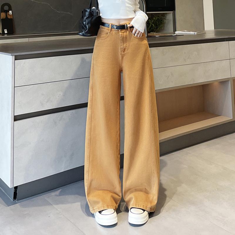 Spring 2026 High-Waisted Wide-Leg Denim Pants – Women s Fashion: Loose, Slimming, Curved A-line Casual Long Pants 26