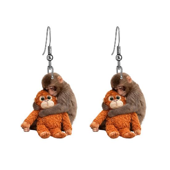 

1 Pair Acrylic Monkey Dangle Earrings 2D Flat Monkey Hook Earrings Hypoallergenic Women Animal Drop Earrings Fashion Jewelry Fans Gift E