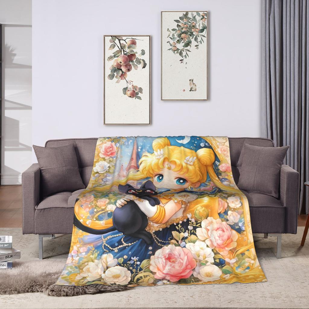 Sailor Moon Warm Blanket Child Plush Throw Blanket Funny Couch Bed Flannel Bedspread Sofa Bed Cover