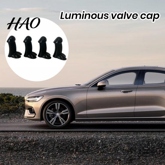 Cappelli a Forma di Pneumatico Scherzosi Novità 4 Pezzi Stelo Valvola in Silicone Pene Luminoso per Impedire l'Ingresso di Sabbia Scherzi Strisce Paracolpi Nucleo Accessori Auto Bicicletta Montagna