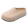 Baotou Mid-heel Flat Shoes New Summer Round Head Deep Mouth Suede Soft Sole Anti-slip Wear-resistant Slippers