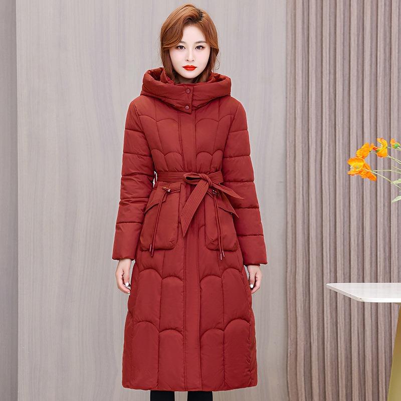 Medium Women's Down Padded Clothes Women's Over-Knee Long Large Size Slim Belt Padded Clothes Women's Large Size Padded Jacket