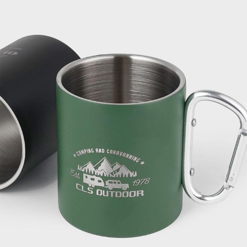 Tazza da Caffè in Metallo Leggero per Campeggio all'Aperto Tazza da Viaggio Termica a Doppia Parete Tazza da Campeggio con Manico Durevole