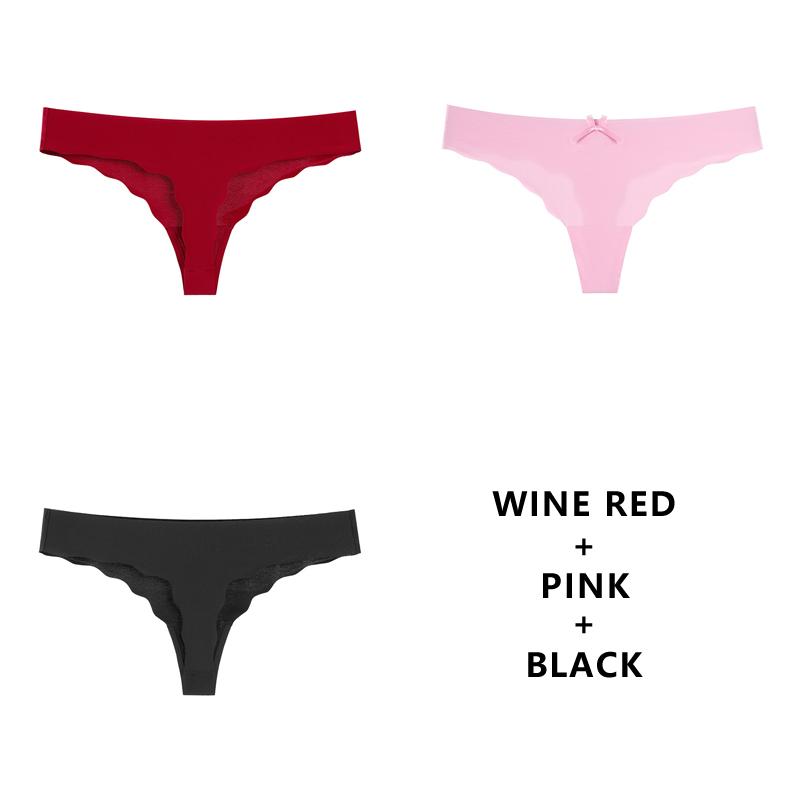 3PCS/Lot Seamless Panty Set Underwear T-back Female Comfort Intimates Fashion Ladies Low-Rise Briefs Panties Women Sexy Lingerie