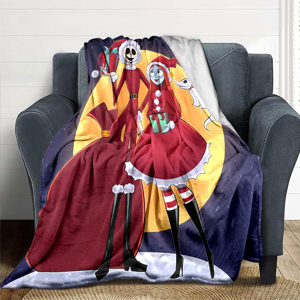 1Pc Christmas Nightmare Before Christmas Blanket Soft Throw Blanket For Home Bedroom Bed Sofa Travel Office Solid Christmas Blanket