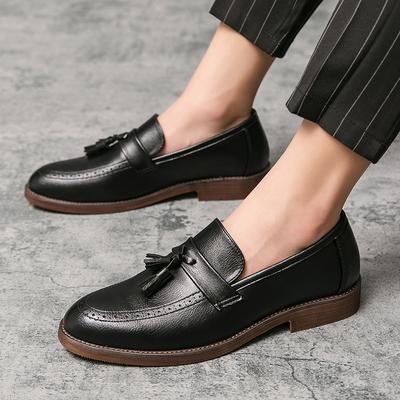 Fashion Size 38-47 Retro Men Tassel Shoes Black Brown One Step Lightweight Comfortable Fashionable Le Fu Shoes Party Banquet Shoes Men