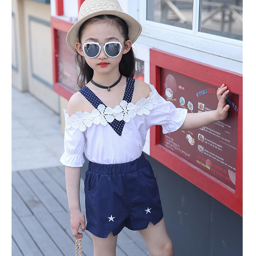 Kids Baby Girls Lace T-shirt Tops Pants Shorts Summer Outfits Clothes