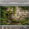 2D Enchanted Stone Wall Waterfall Photography Background