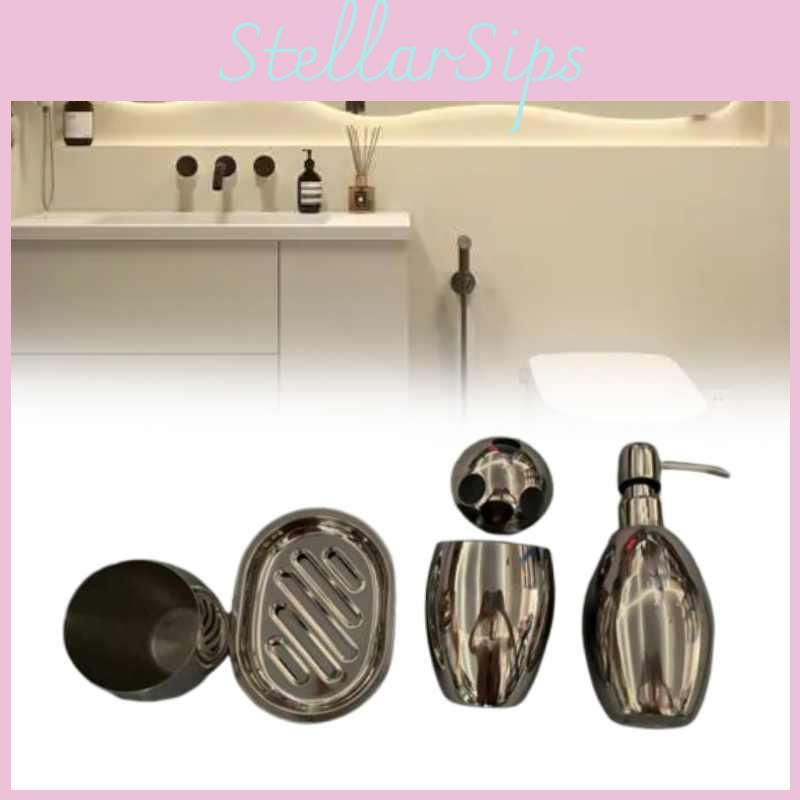 Stainless Steel Soap Dispenser Bathroom Set With Manual Pump For Home Use