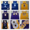 Vintage Koszykarska Koszulka Lakers Kobe Bryant 8 24 Żółto-Niebieska Bawełna Drużynowy Strój Sportowy Mężczyźni Kobiety