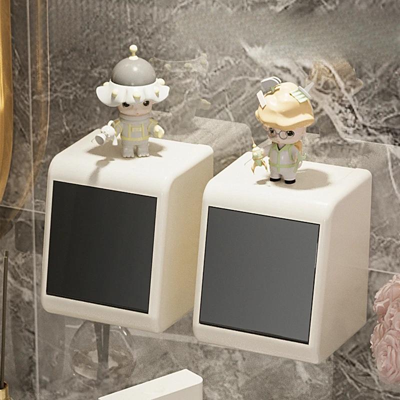 Press Toothpick Box Light Luxury Creative Toothpick Cylinder Wall Hanging Cotton Swab Box High-end Desktop Storage Box Floss Jar