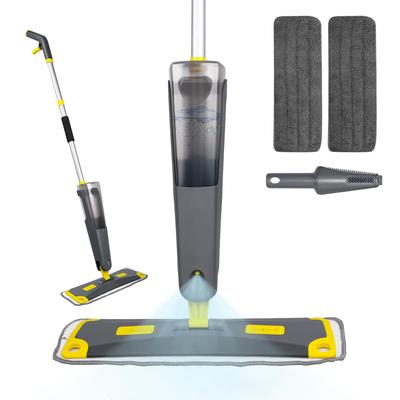 Donext Spray 780ml Large Capacity 2 Replacement Pads Mop, Wet/Dry Mop, Bottle, Aluminum, Lightweight, One-Hand Operation,