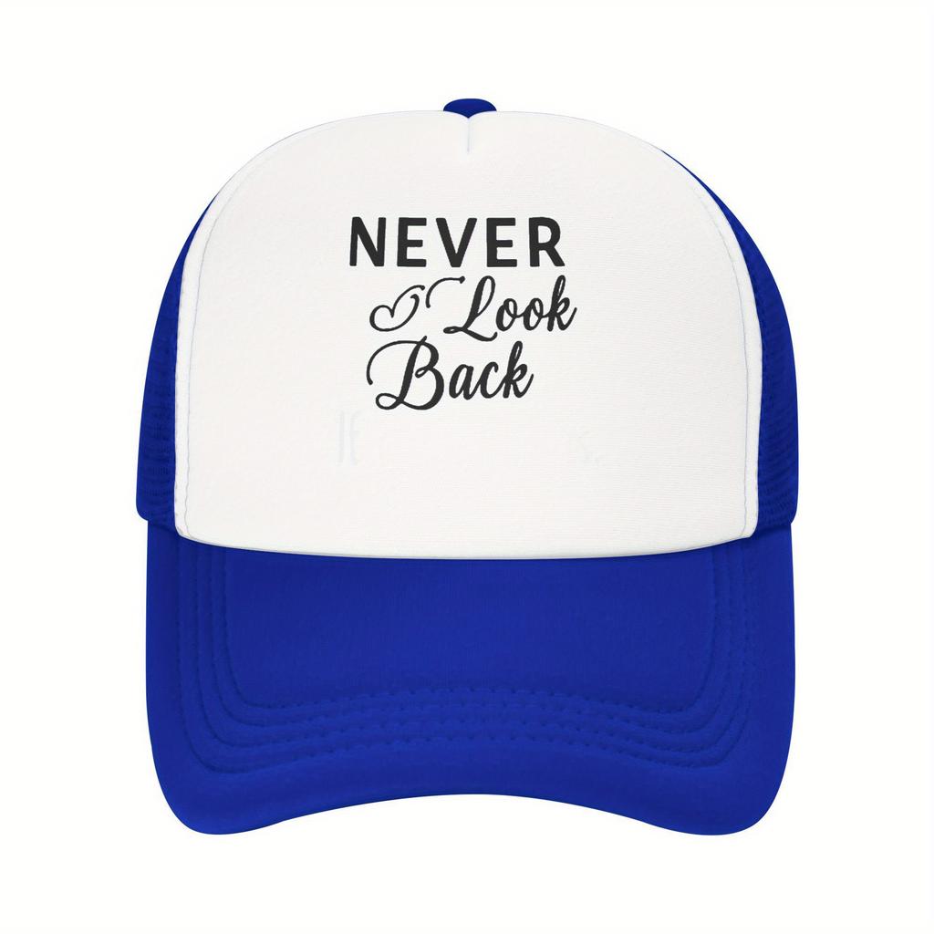 Never Look Back Print Trucker Hat Breathable Mesh Adult Baseball Cap Casual Outdoor Sports Adjustable Headwear