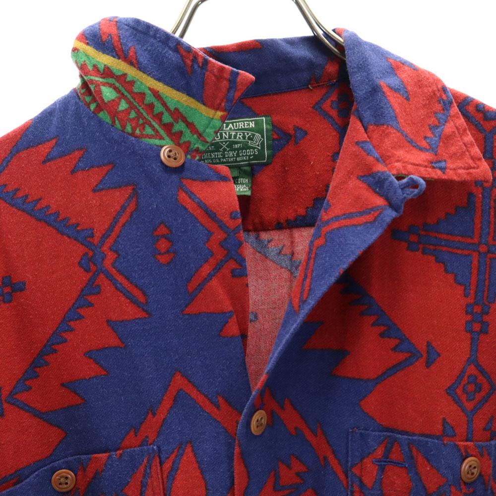 RALPH LAUREN COUNTRY 90s Polo Country Old native pattern Long sleeve Flannel shirt Men's Used