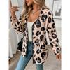 Women'S Casual Leopard Print Zip-Up Jacket - 100% Polyester Hooded Midi Length with Long Sleeves for Spring/Fall