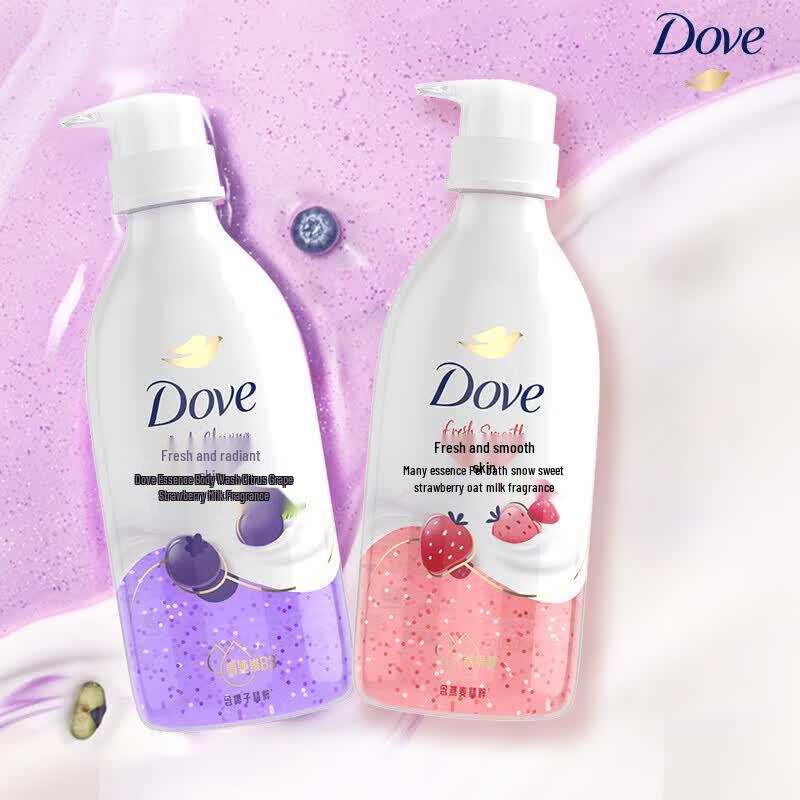 Гель для душа Dove Essence Duo: Сладкая клубника и лаймовая ягода, 2x620 г