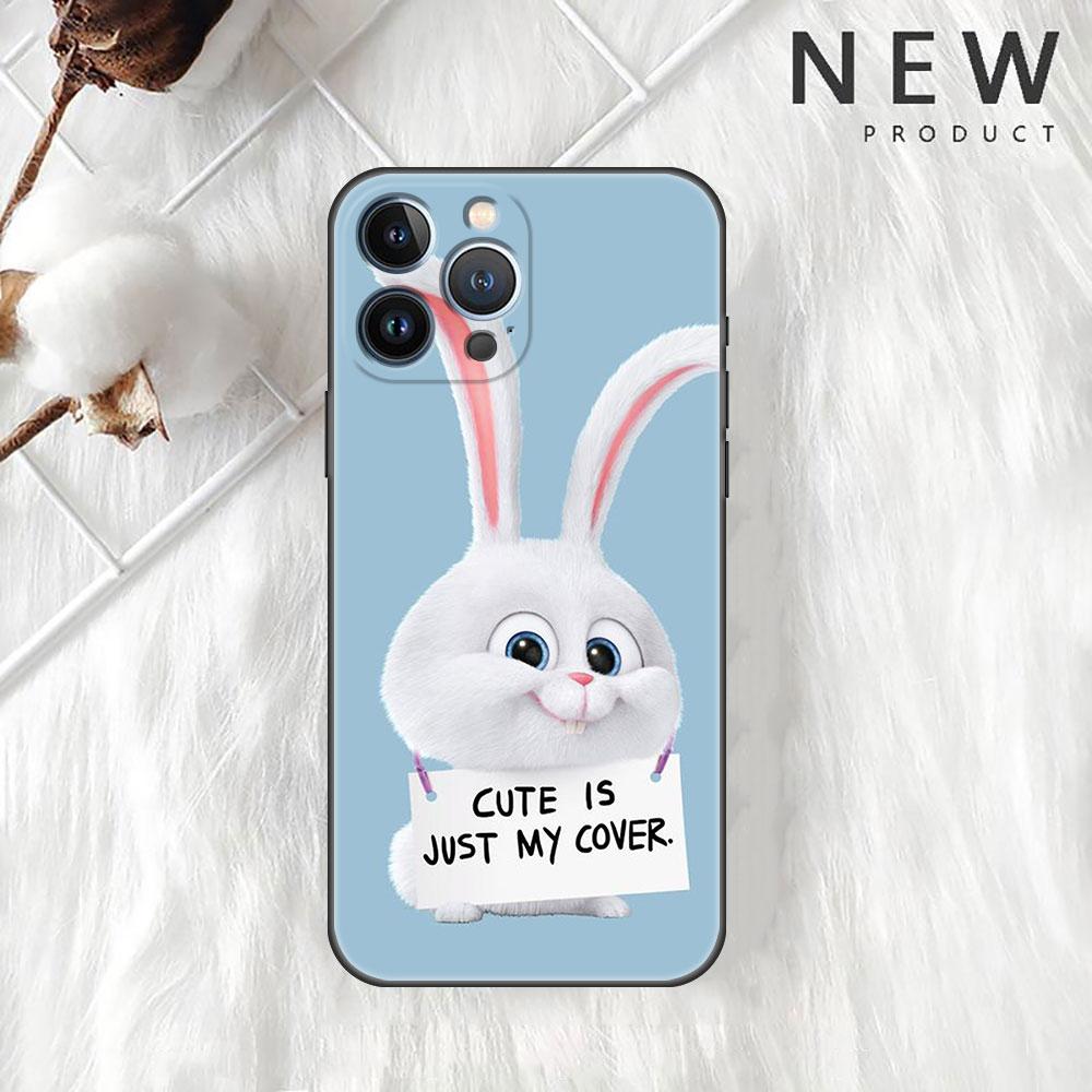 Cute Rabbit Case For Apple iPhone 11 13 14 12 Pro Max 7 8 XR X 6 5 5S SE 2022 13ProMax Black Silicone Phone Funda