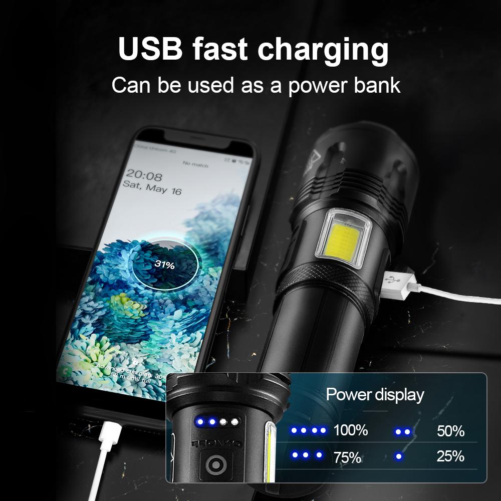 XHP160 Super High Power Flashlight Multi-Mode Waterproof Torch Outdoor Emergency Light Camping Lantern Spotlight Flash Light