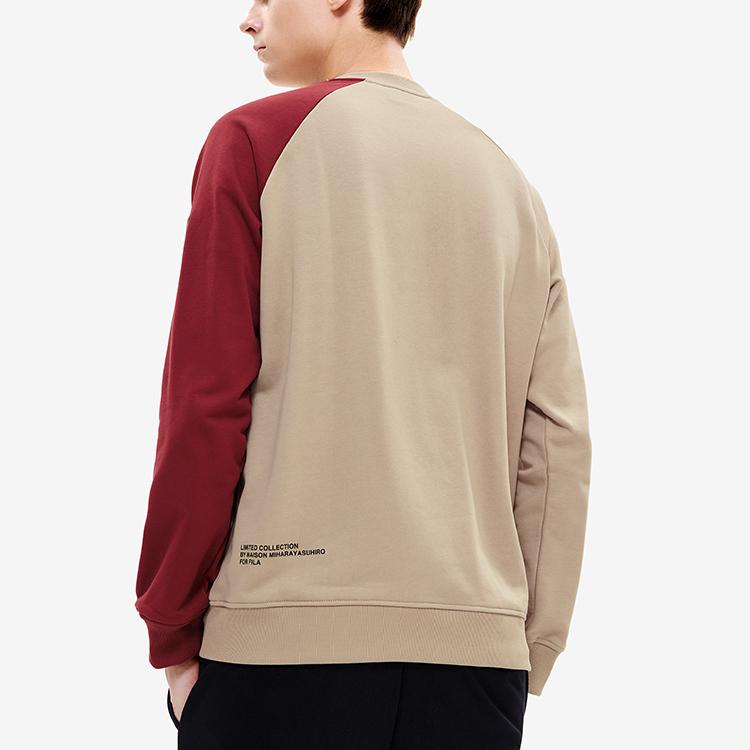 FILA X MIHARA YASUHIRO Loose Color Block Logo Casual Pullover Long Sleeve American Vintage Sweatshirt Men sweatshirt Ceramic-Gray F11M243205F-GY
