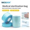 Niceden 14 Inches Hot Selling Medical Devices Packaging Pouch Dental Steam Eto Autoclave Heat Sealing Sterilization Flat Rolls Reel