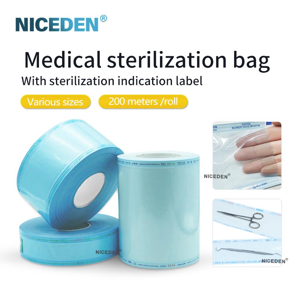 Niceden 14 Inches Hot Selling Medical Devices Packaging Pouch Dental Steam Eto Autoclave Heat Sealing Sterilization Flat Rolls Reel