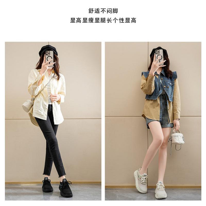 Korean Style Women Breathable Hollow Out Mesh Thick Sole Casual Sports Sneakers
