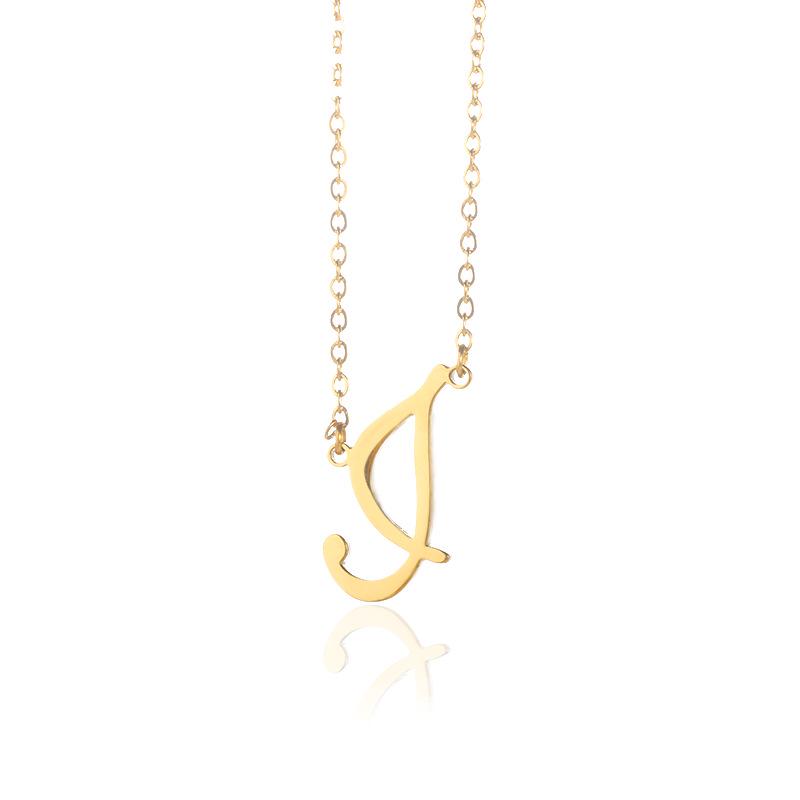 Stainless Steel Lowercase Letter Necklace with Clavicle Chain - European & American Design