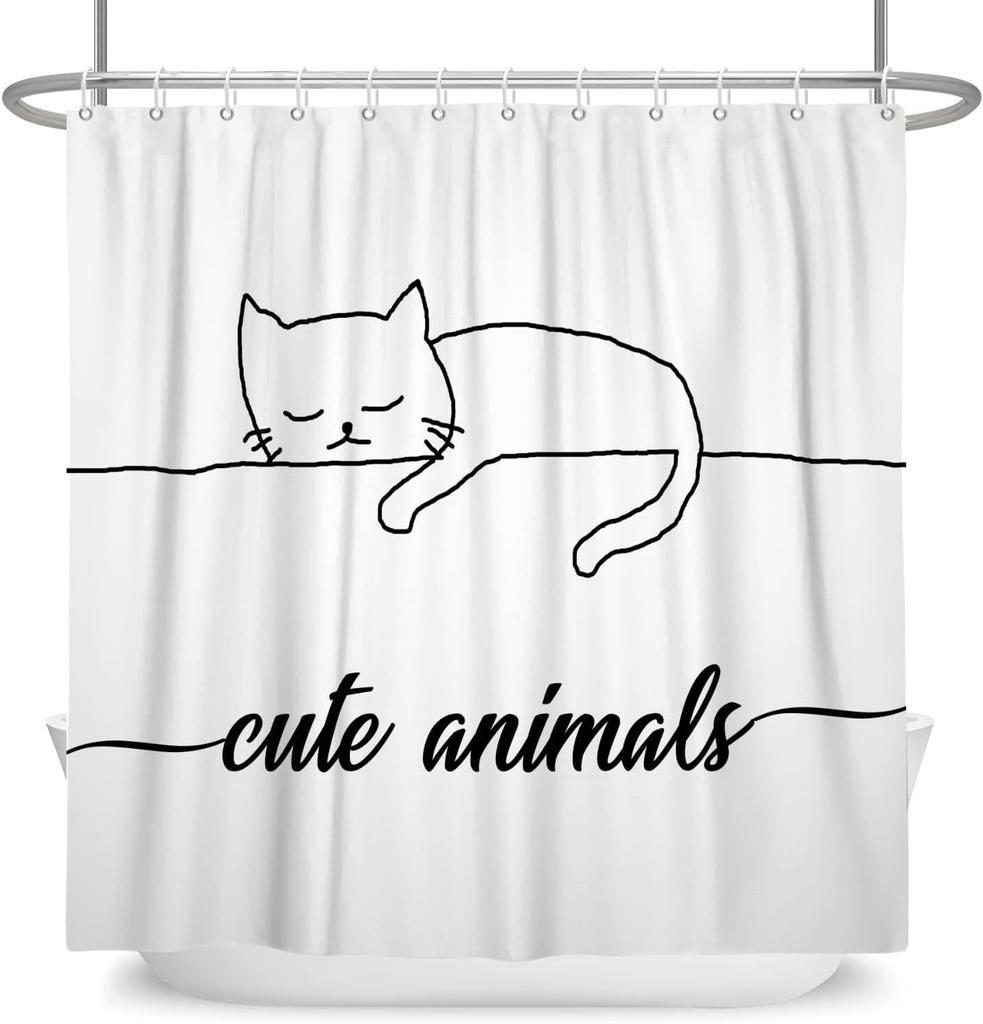 Simple Dandelion Shower Curtain Black White Plant Waterproof Note Bathroom Curtain Simple Bathtub Decoration