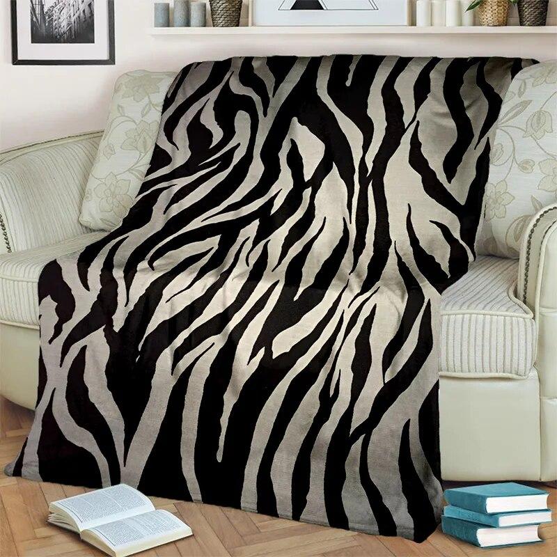 

3D барвистий візерунок зебри в смужку HD Ковдра, м яка ковдра для дому, спальні, ліжка, дивана для пікніка, подорожей, офісної ковдри, дитячої 30x40in