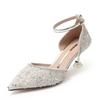 Women Pumps 2022 Newest Ankle Strap Crystal High Heels Shoes Woman Pointed Toe Thin Heel Wedding Party Shoes