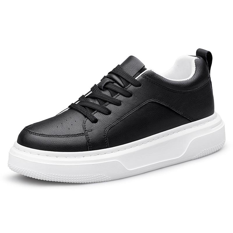 Men's 6CM Height-Boost White Low-Top Sports Casual Shoes